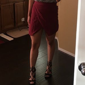 Madewell Asymmetrical Maroon Skirt